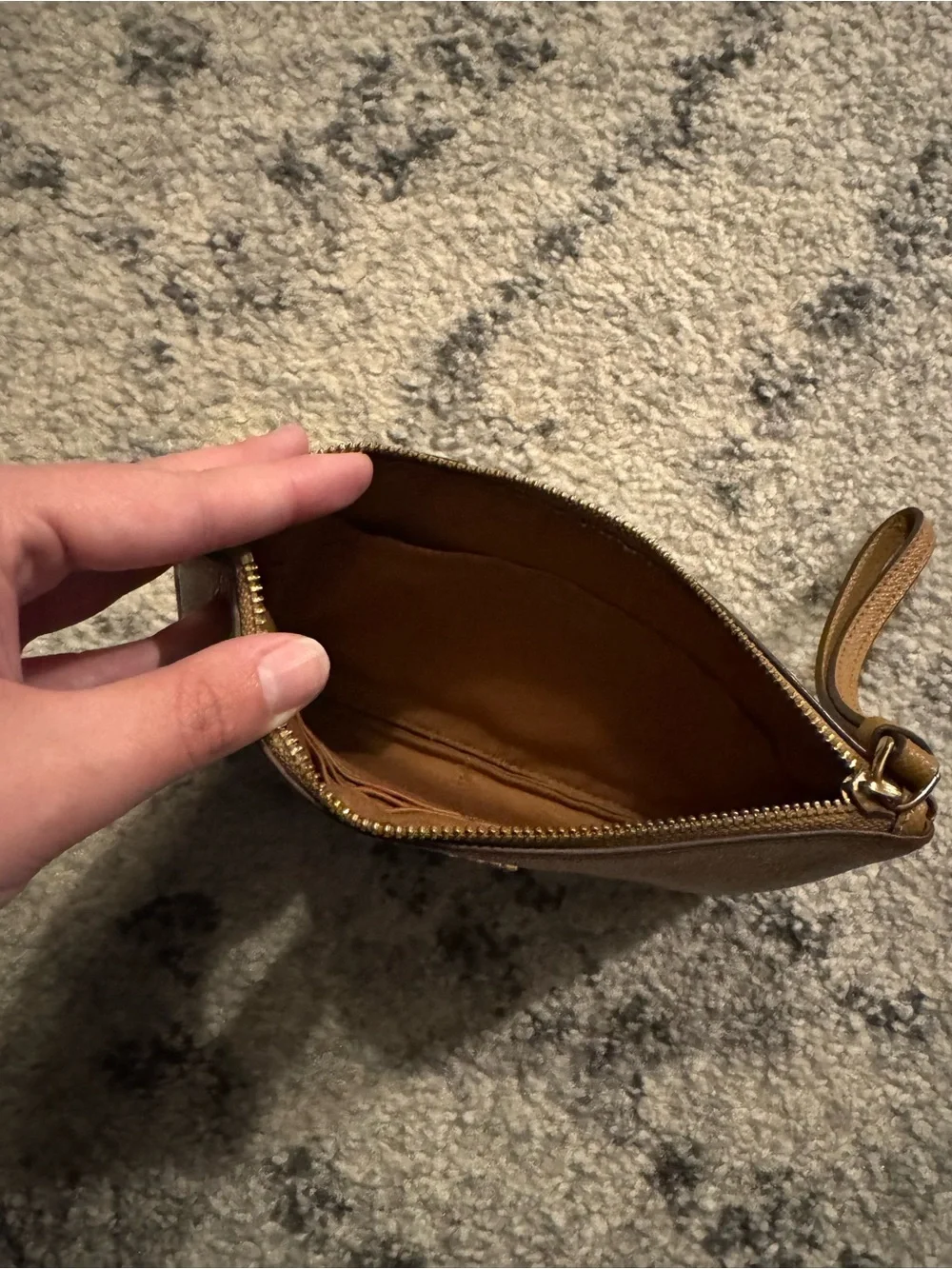 Coach Tan/Brown Leather Wristlet Pouch